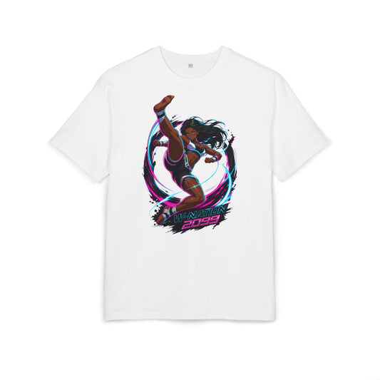Vicki Cyclone Kick oversized cyberpunk anime graphic T-shirt from W. Nation 2099