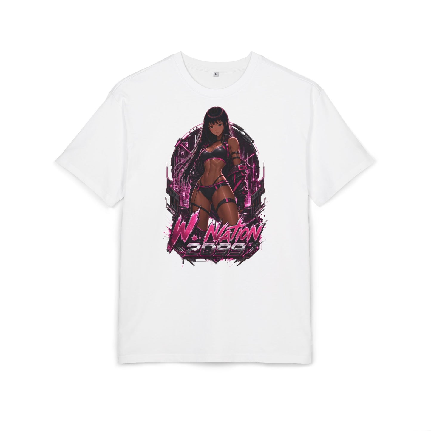 Vicki Plasma oversized cyberpunk anime graphic T-shirt from W. Nation 2099